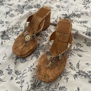 Tory Burch Snakeskin Wedge Sandals